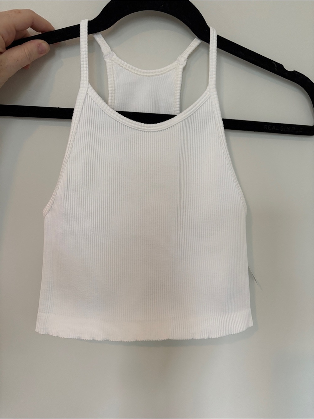 GAP White Ribbed Halter Crop Tank